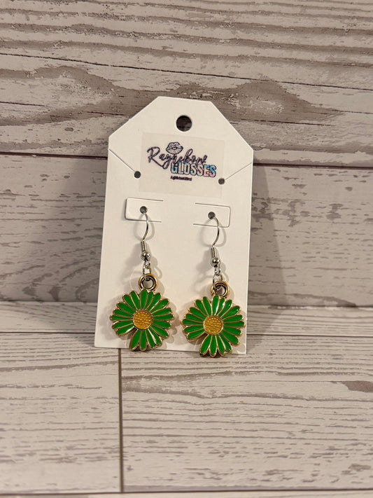 Green Flower Earrings