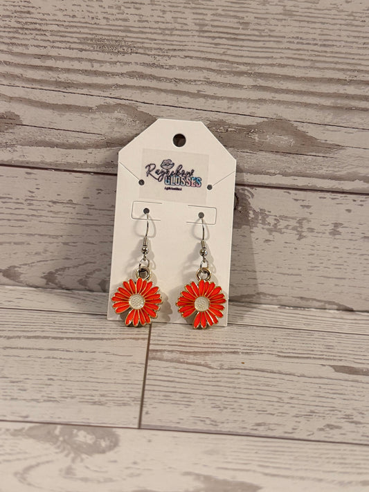 Orange Flower Earrings